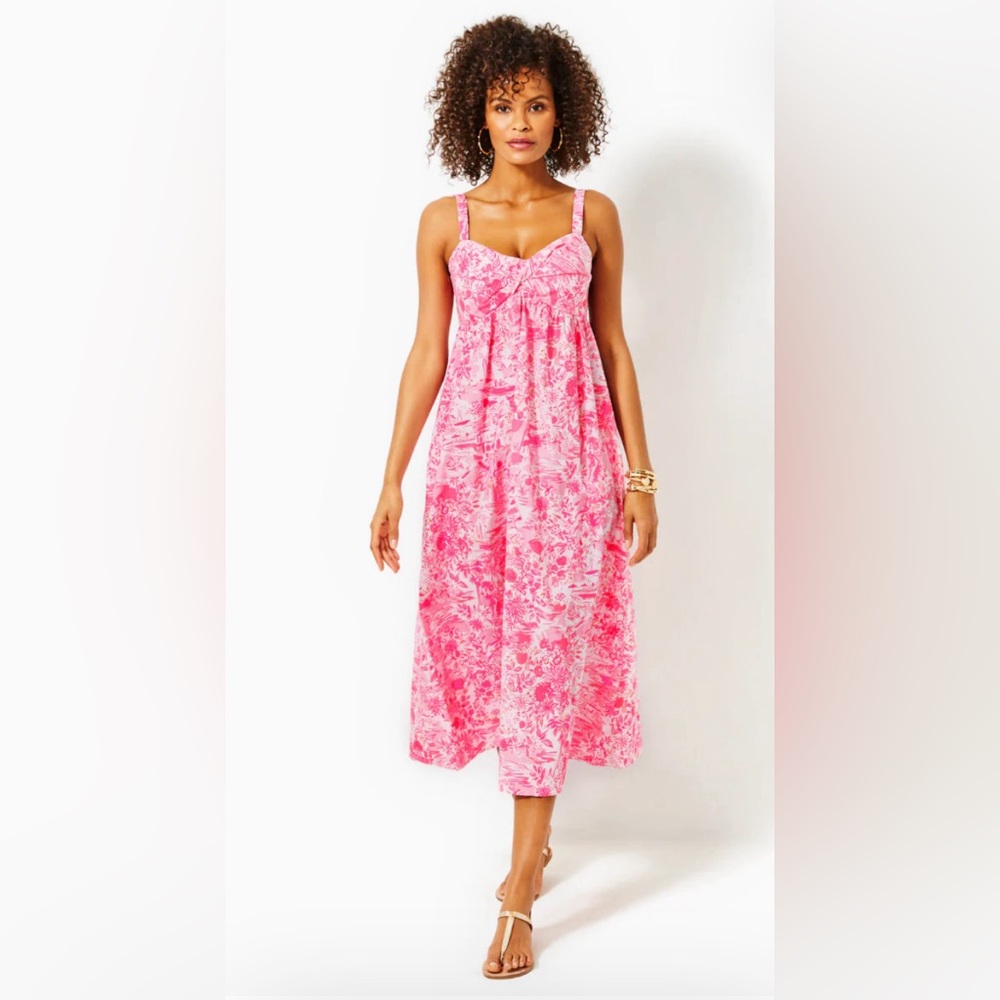 Lilly Pulitzer size 8 Azora Cotton Midi Dress in Peony Pink, worn once!